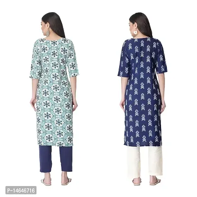 Attarctive Crepe Printed Straight Kurti Combo For Women Pack Of 2-thumb2