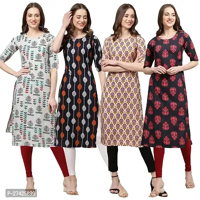 Stylish Multicoloured Crepe Stitched Kurta For Women Pack of 4