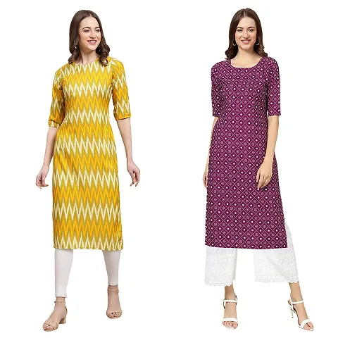 Stylish Crepe Printed Kurti - Pack of 2