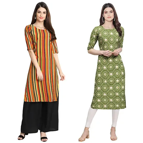 Stylish Crepe Digital Kurta For Women- Pack Of 2