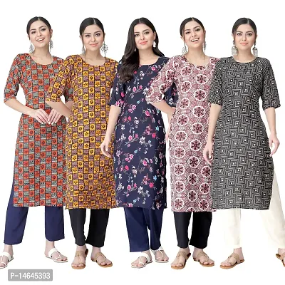 New Crepe Printed Kurtis Combo For Women Pack Of 5-thumb0