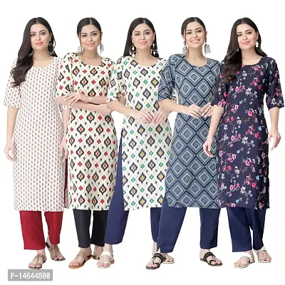 New Crepe Printed Kurtis Combo For Women Pack Of 5-thumb0