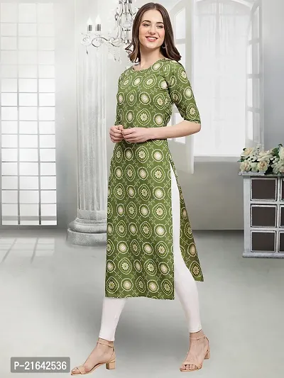 Stylish Green Crepe Stitched Kurta For Women-thumb3