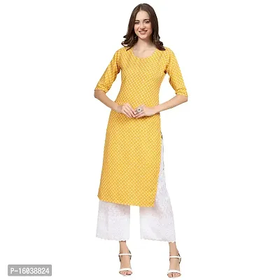 Stylish Yellow Crepe Floral Print Straight Kurta For Women-thumb0