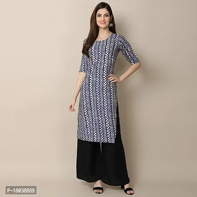 Stylish Blue Crepe Ethnic Motif Straight Kurta For Women-thumb0