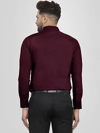 Men Stylish Maroon Cotton Solid Long Sleeve Semi Formal Shirt-thumb2