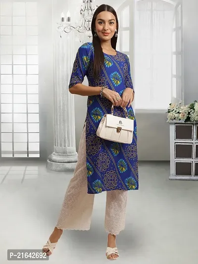 Stylish Blue Crepe Stitched Kurta For Women-thumb0