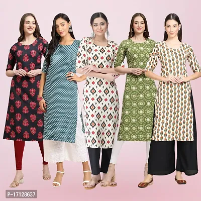 Women Stylish Crepe Printed Straight Kurta-thumb0