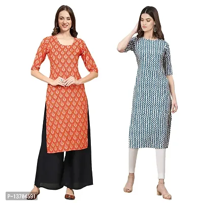 Stylish Crepe Digital Printed Kurta For Women- Pack Of 2-thumb0