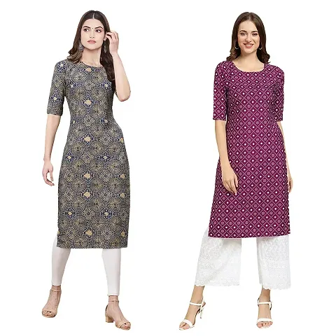 Stylish Crepe Printed Kurti - Pack of 2