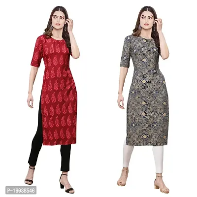 Stylish Digital Printed Women Crepe Kurta- Pack of 2-thumb0