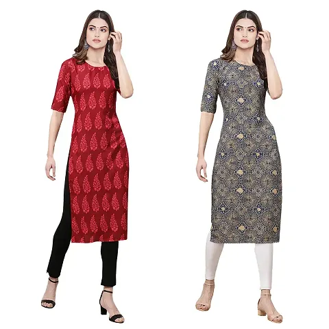 Stylish Crepe Printed Kurti - Pack of 2