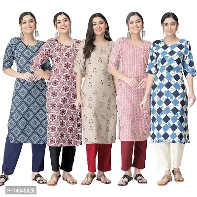 New Crepe Printed Kurtis Combo For Women Pack Of 5