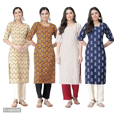 New Crepe Combo Printed Kurtis For Women Pack Of 4