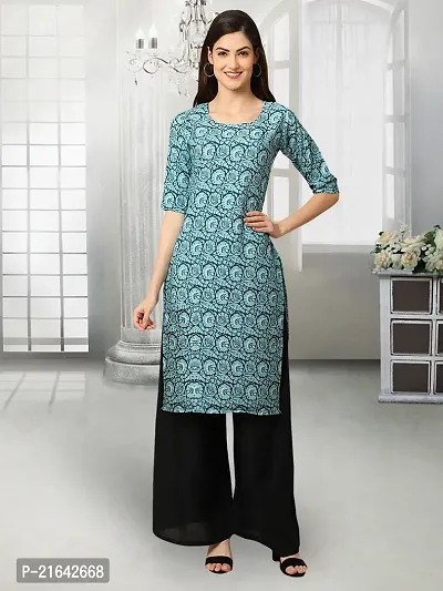 Stylish Blue Crepe Stitched Kurta For Women-thumb0