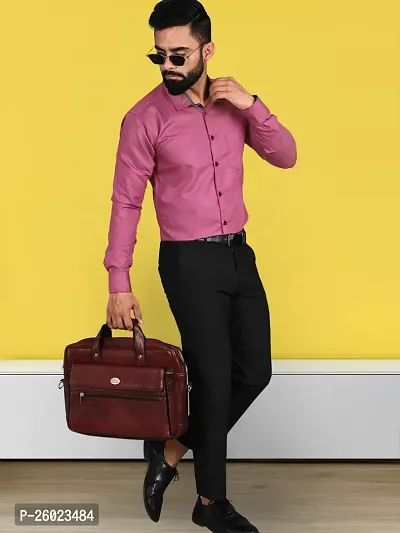 Reliable Purple Cotton Solid Long Sleeve Formal Shirts For Men-thumb2