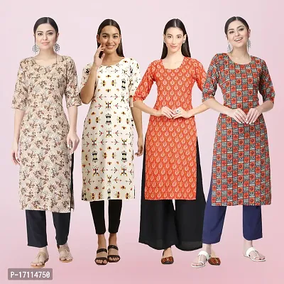 Women Stylish Crepe Printed Straight Kurta