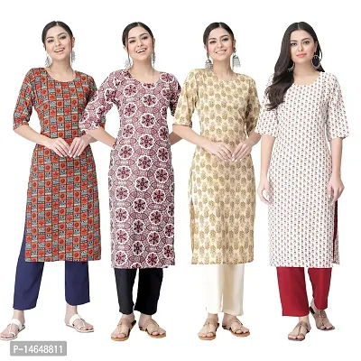 New Crepe Combo Printed Kurtis For Women Pack Of 4