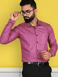 Reliable Purple Cotton Solid Long Sleeve Formal Shirts For Men-thumb3