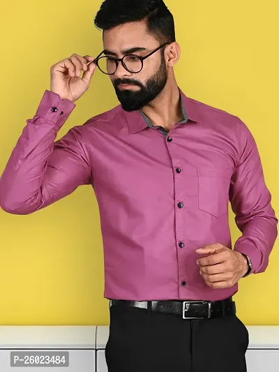 Reliable Purple Cotton Solid Long Sleeve Formal Shirts For Men-thumb4