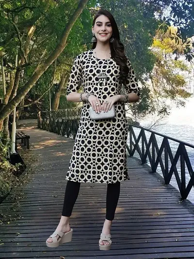 Stylish Multicoloured Crepe Straight Kurti