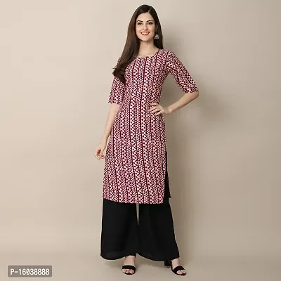 Stylish Magenta Crepe Ethnic Motif Straight Kurta For Women-thumb0