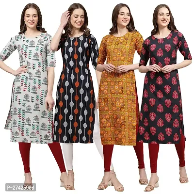 Stylish Multicoloured Crepe Stitched Kurta For Women Pack of 4