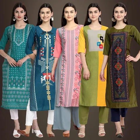 Fancy Crepe Kurtis For Women Pack Of 5