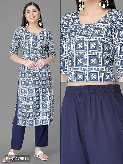 Stylish Crepe Printed Straight Kurta With Pant Set For Women