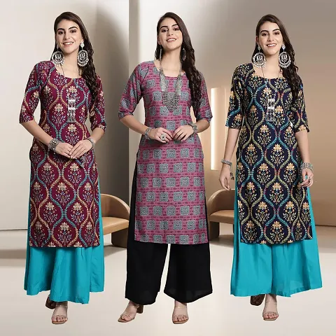 Fancy Rayon Kurtis For Women Pack Of 3