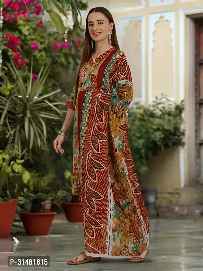 Stylish Cotton Blend Printed Kurta With Pant And Dupatta Set For Women-thumb4