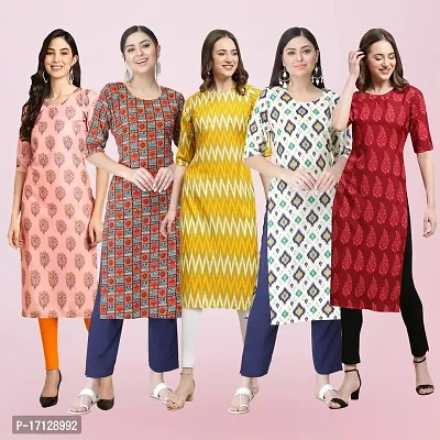 Women Stylish Crepe Printed Straight Kurta