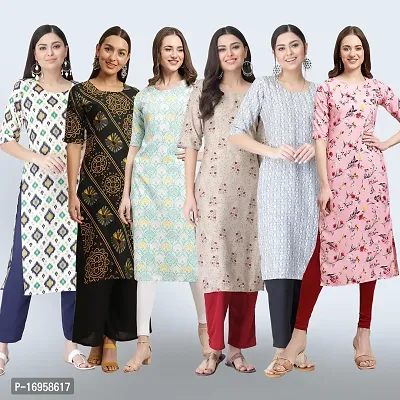 Women Stylish Crepe Printed Straight Kurta Combo-thumb0