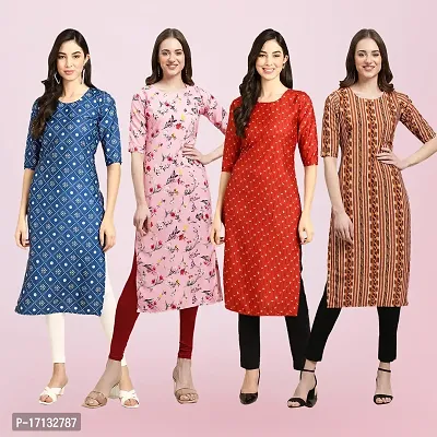 Women Stylish Crepe Printed Straight Kurta