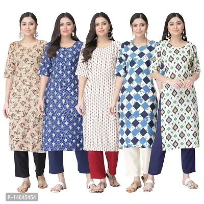 New Crepe Printed Kurtis Combo For Women Pack Of 5