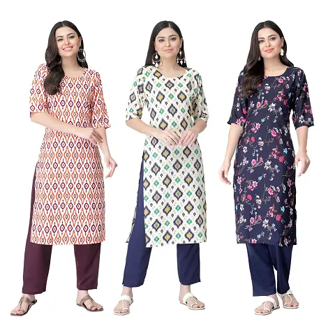 Best Selling Combo Of 3 Crepe Kurtis