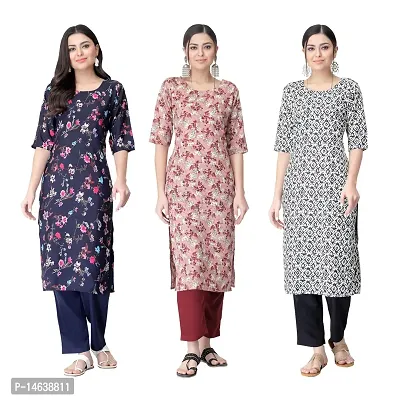 New Crepe Combo Printed Kurtis For Women Pack Of 3