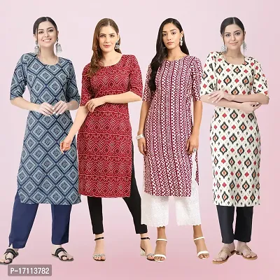 Women Stylish Crepe Printed Straight Kurta