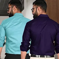 Comfortable Multicoloured Cotton Long Sleeve Formal Shirt For Men Pack Of 2-thumb1