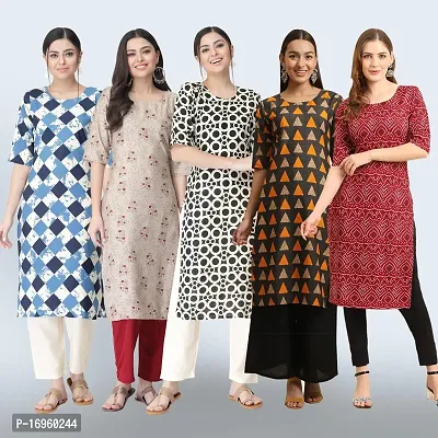 Women Stylish Crepe Printed Staright Kurta-thumb0