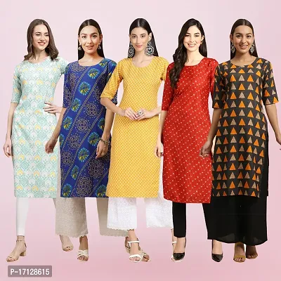 Women Stylish Crepe Printed Straight Kurta