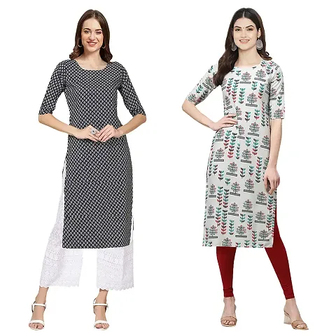 Stylish Digital Woman Crepe Kurtis Pack of 2