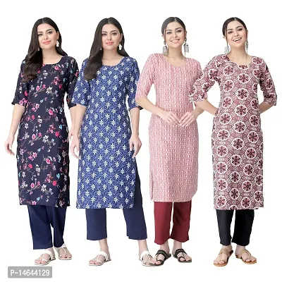 New Crepe Combo Printed Kurtis For Women Pack Of 4-thumb0