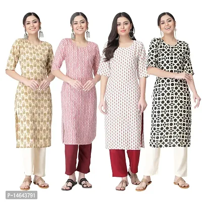 New Crepe Combo Printed Kurtis For Women Pack Of 4