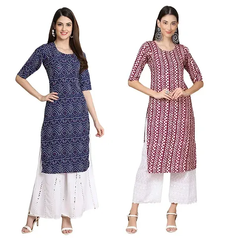 Stylish Crepe Printed Kurti - Pack of 2