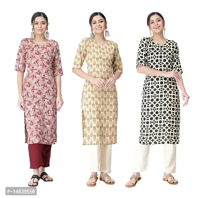 New Crepe Combo Printed Kurtis For Women Pack Of 3-thumb0