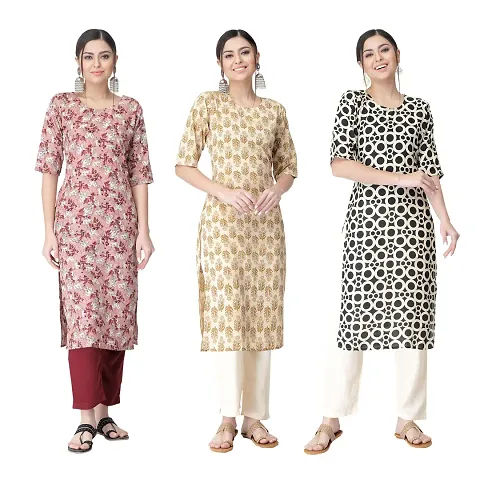 New In!! Combo Of 3 Crepe Printed Kurtis