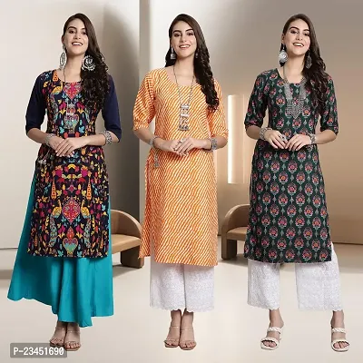 Fancy Rayon Kurtis For Women Pack Of 3-thumb0