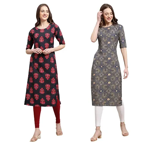 Fashionable Straight Crepe Kurta For Women Combo Pack Of 2