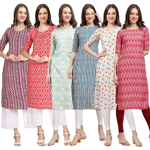 Fancy Combo of 6 Crepe Kurti